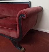 Red velvet victorian couch image 3