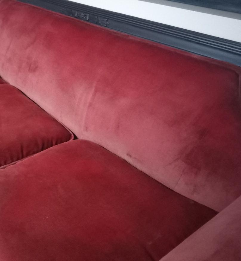 Red velvet victorian couch image 4