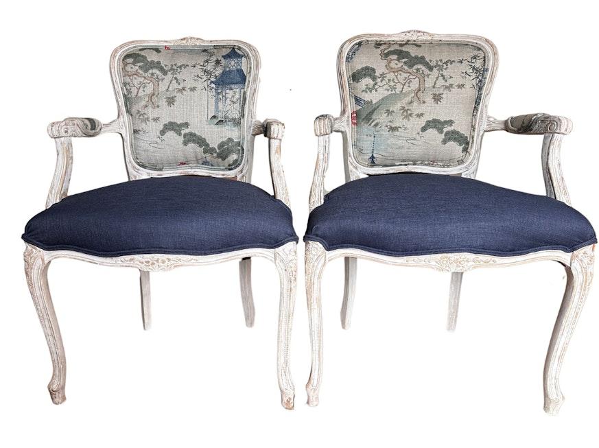 Pair Chateau d'Ax Spa French Louis XV style fauteuil chairs image 1