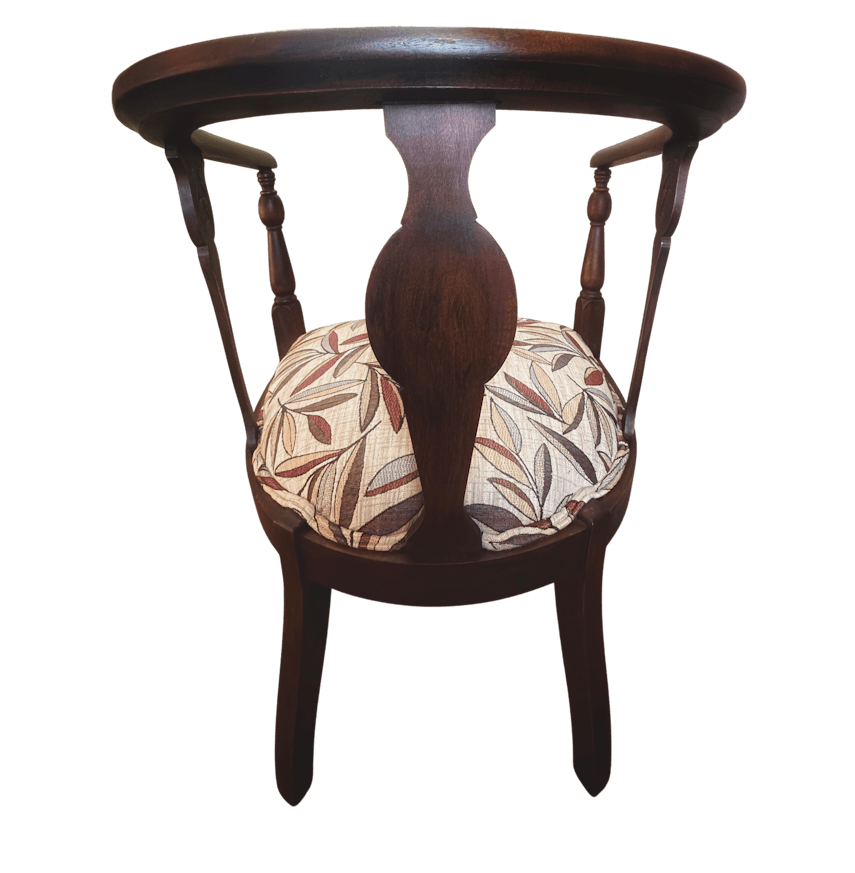 Gorgeous Hand-Carved Walnut Antique Barrel Chair image 2