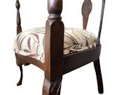 Gorgeous Hand-Carved Walnut Antique Barrel Chair image 4
