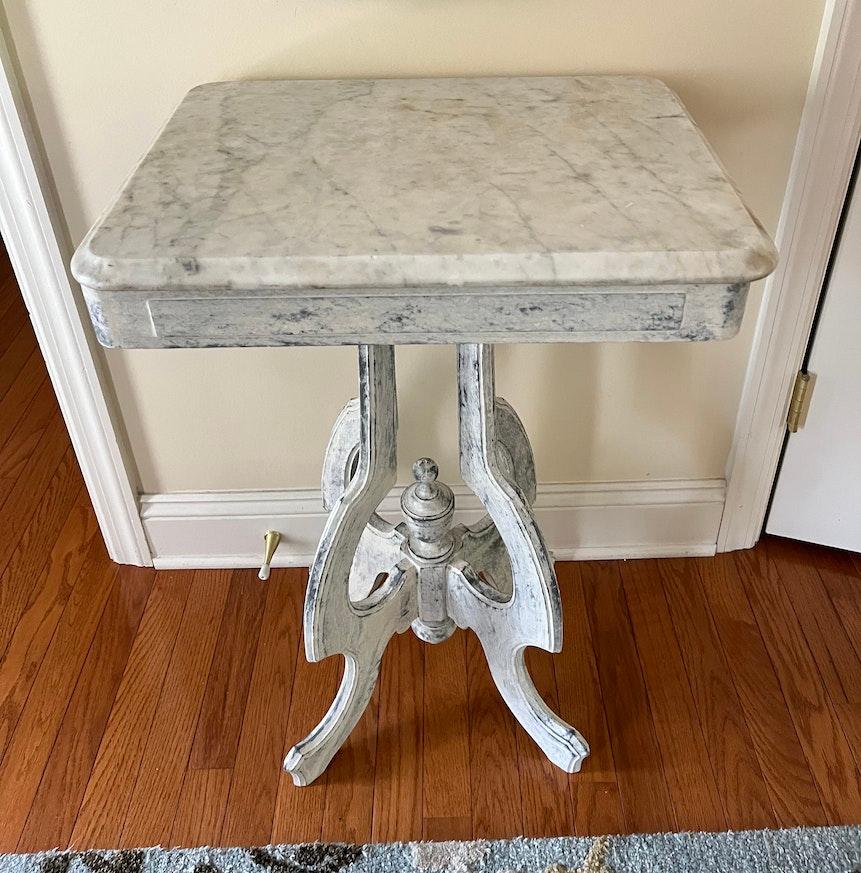 Eastlake style marble top accent table image 3