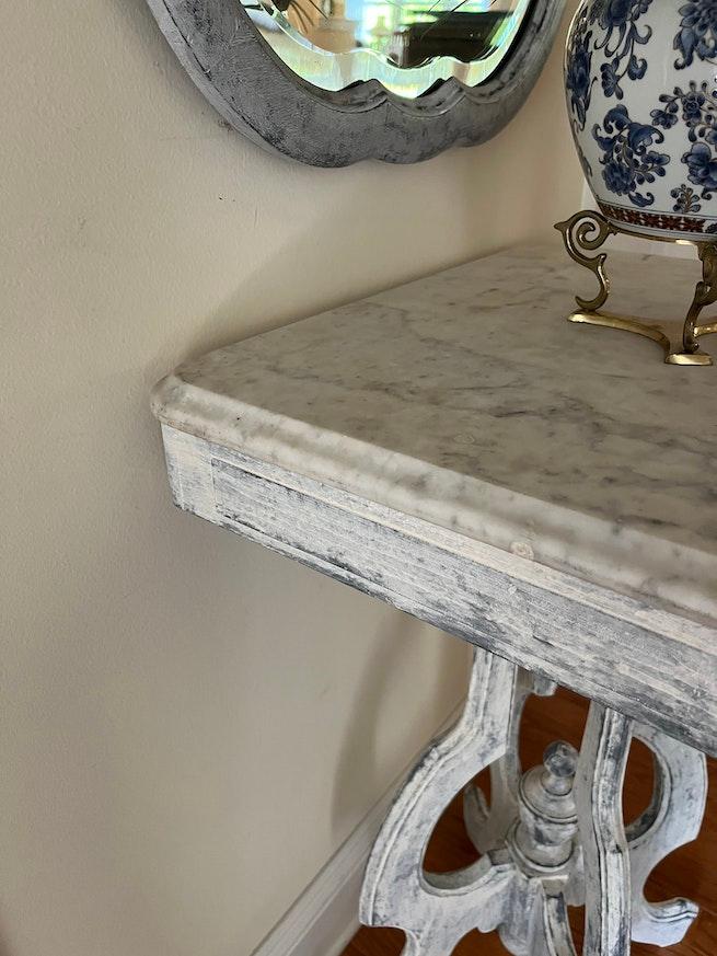 Eastlake style marble top accent table image 4