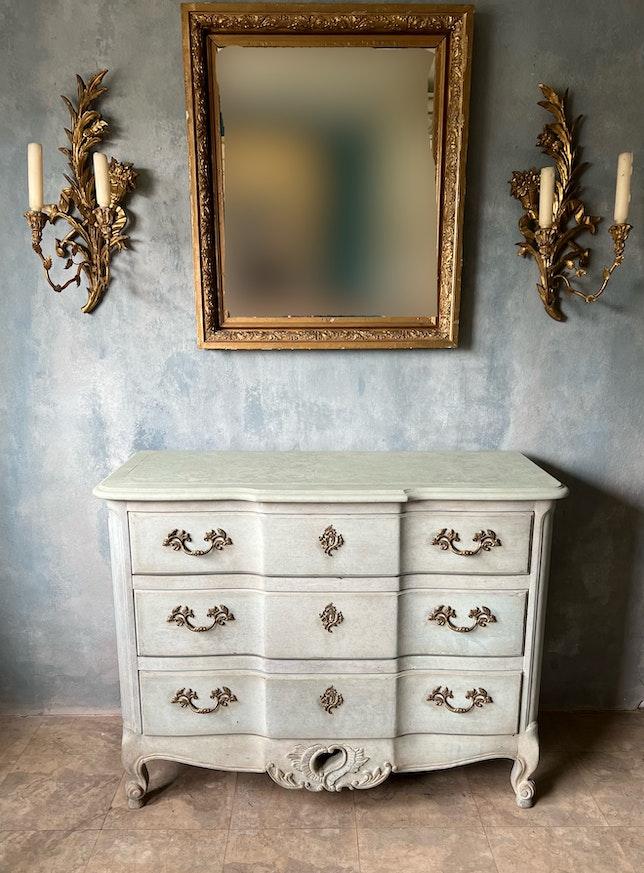 Unique Vintage French Provincial Dresser With Stenciled Top image 2