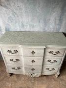 Unique Vintage French Provincial Dresser With Stenciled Top image 8