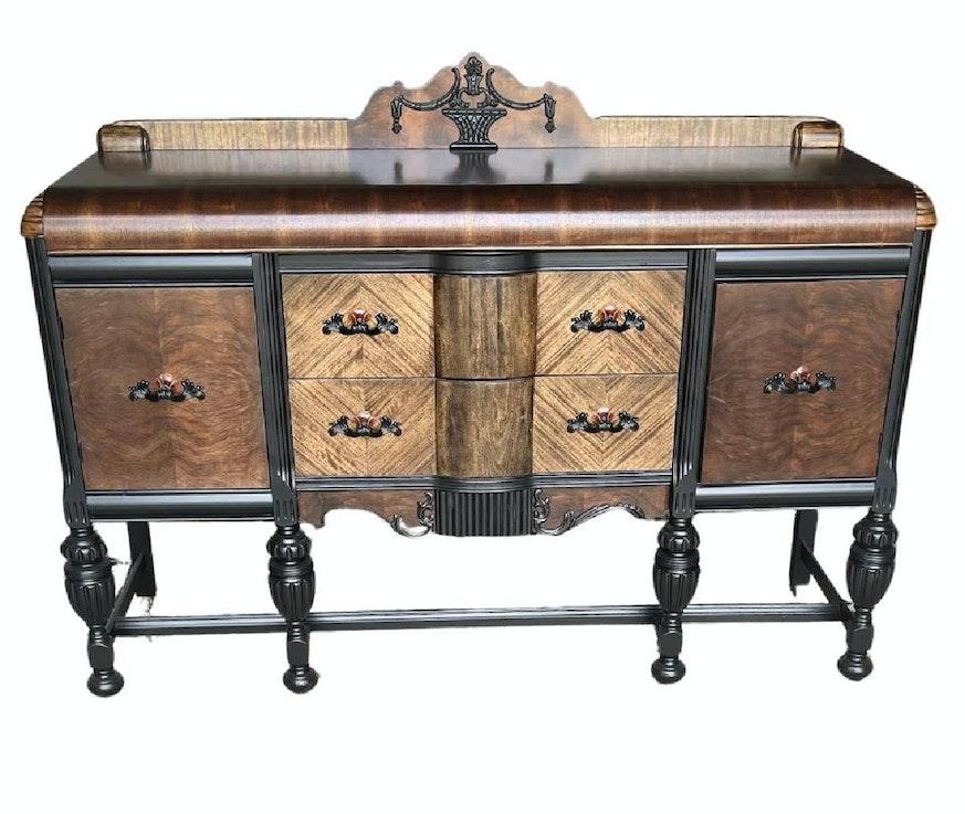 Jacobean Style Sideboard with Waterfall Top 1930's image 1