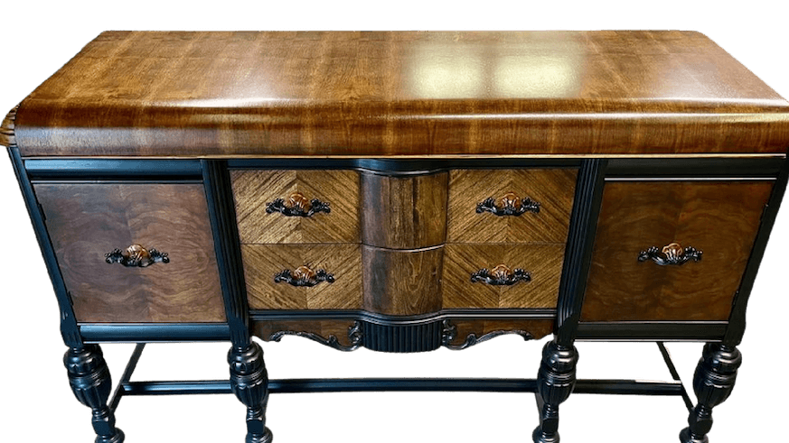 Jacobean Style Sideboard with Waterfall Top 1930's image 2