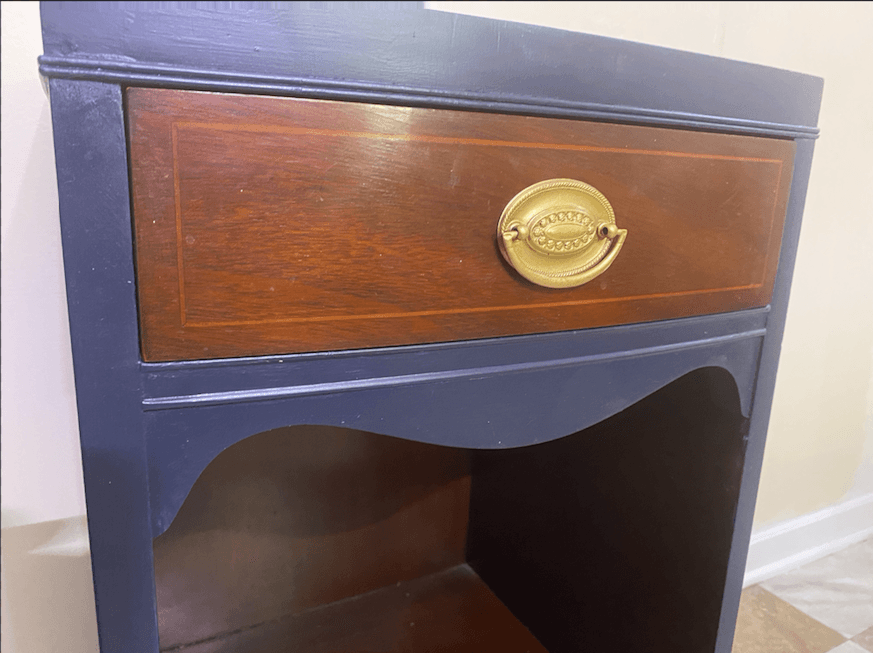 Dark navy refurbished Drexel mahogany nightstand image 3