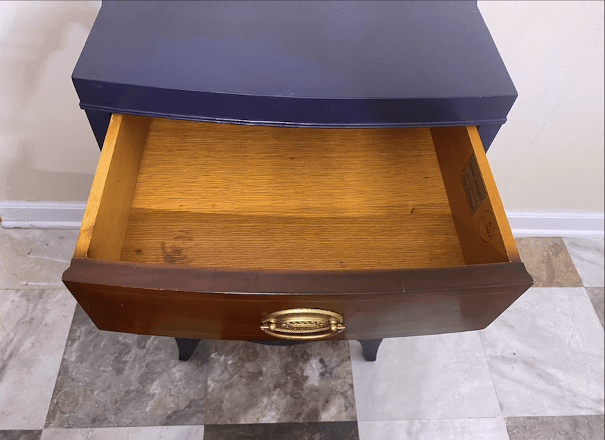 Dark navy refurbished Drexel mahogany nightstand image 5