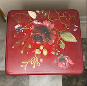Small burgundry floral table image 3