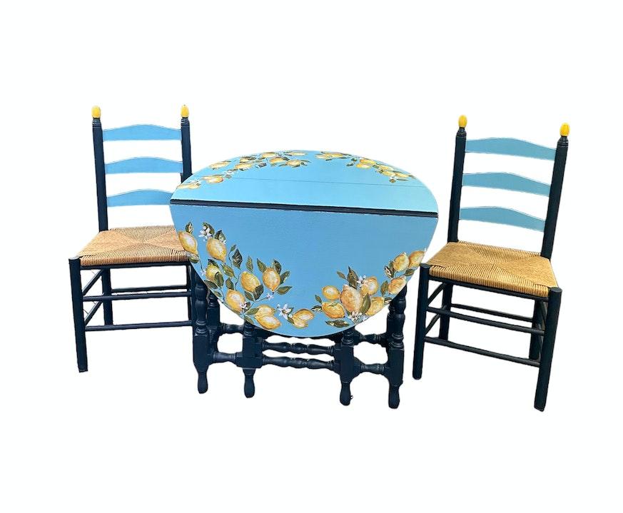 Limoncello Oval Gated Folding Table and two Chairs image 2