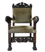 Jacobean Style Carved Throne Chair image 1