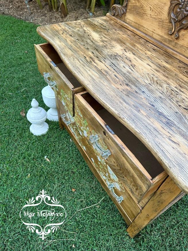 Antique refurbished oak chest of drawers, dresser image 4