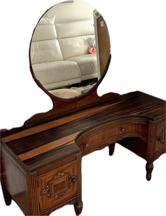 1920's Antique Vanity with Chair and Removable Mirror